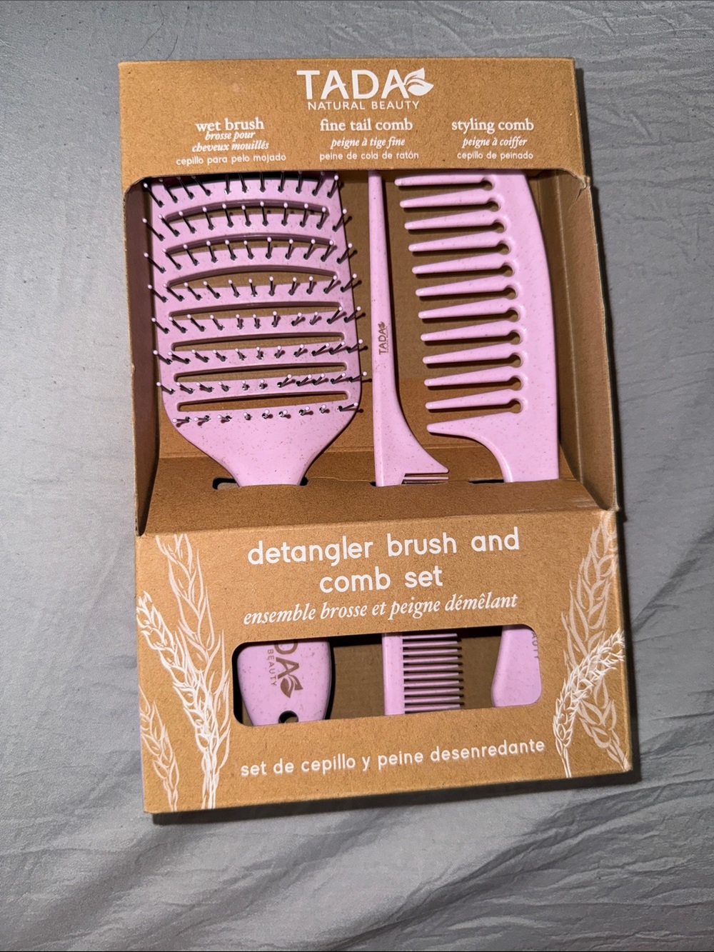 Ada Pink Detangler Brush and Comb Set